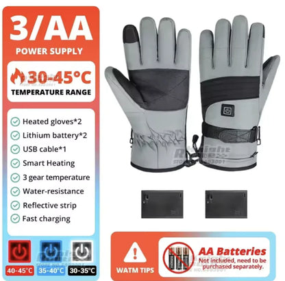 Heated Waterproof Gloves – Battery-Powered, Touchscreen, Winter Ski and Racing Gloves