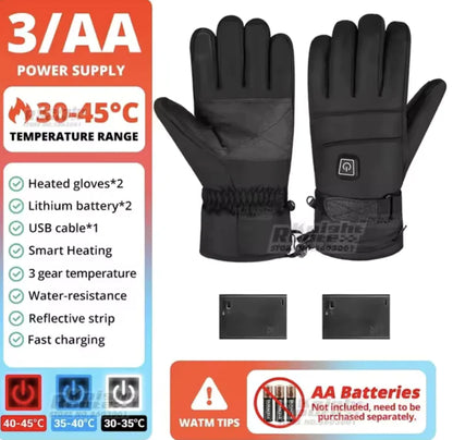 Heated Waterproof Gloves – Battery-Powered, Touchscreen, Winter Ski and Racing Gloves